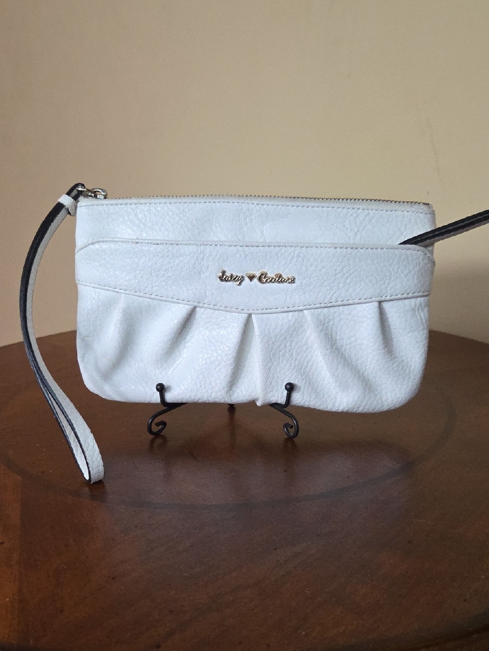 JUICY COUTURE White And Gray Wristlet Clutch Wallet Bag